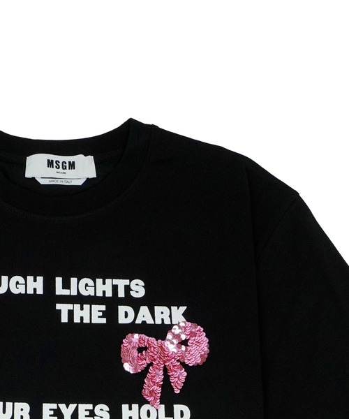 tシャツ スパンコール リボン グラフィック Tシャツ レディースの画像