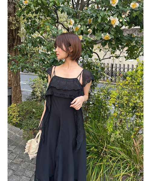 ワンピース シルキーシフォンレースキャミワンピースの画像