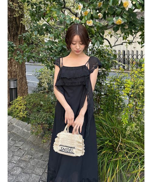 ワンピース シルキーシフォンレースキャミワンピースの画像