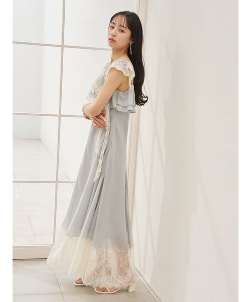 ワンピース シルキーシフォンレースキャミワンピースの画像
