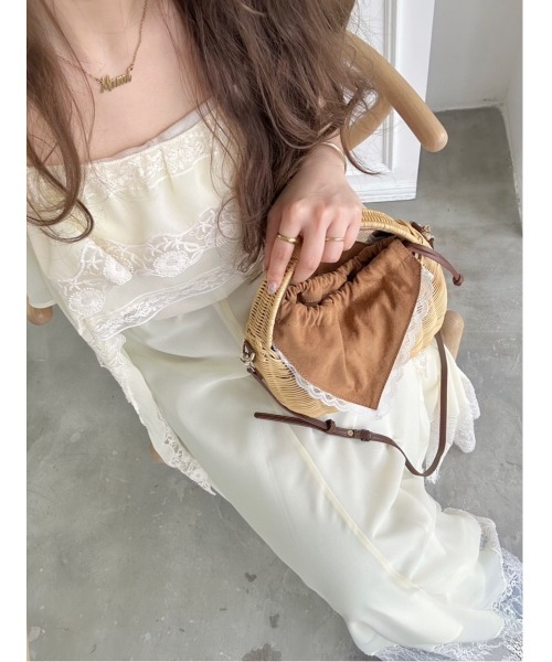 ワンピース シルキーシフォンレースキャミワンピースの画像