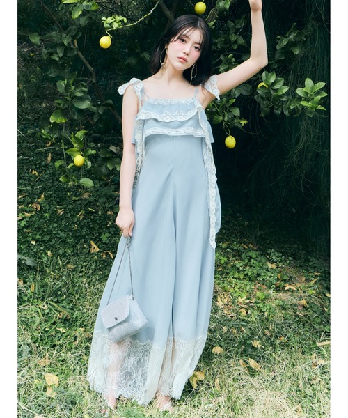 ワンピース シルキーシフォンレースキャミワンピースの画像
