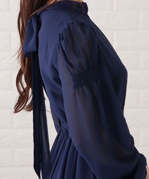 「Lace Ladies」 長袖ワンピース X-LARGE ブルーグレー レディース_画像4