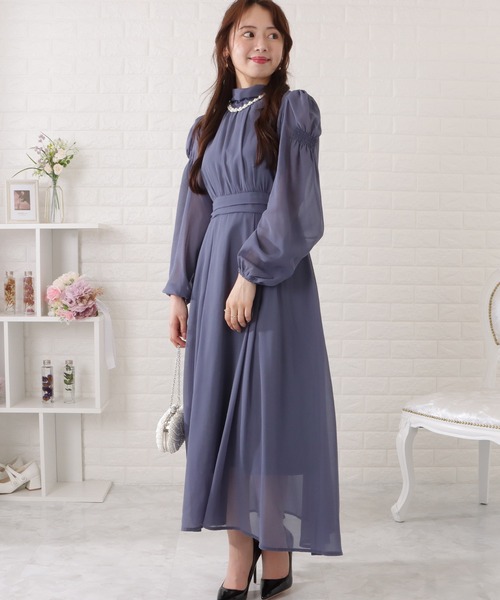 「Lace Ladies」 長袖ワンピース X-LARGE ブルーグレー レディース_画像8