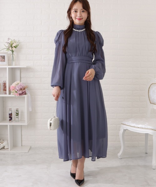 「Lace Ladies」 長袖ワンピース X-LARGE ブルーグレー レディース_画像9