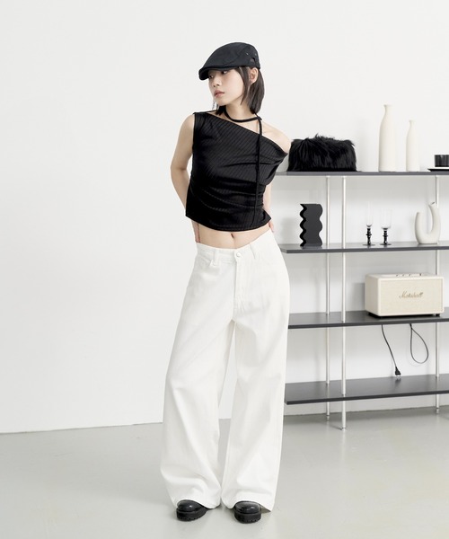 「UNE MANSION」 デニムパンツ SMALL カーキ レディース_画像3