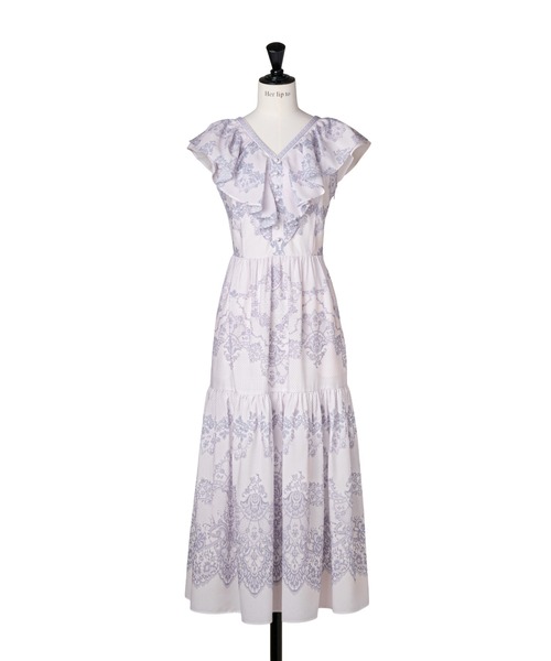 Her lip to ワンピース 半袖 Jendaya Lace-Print Dress : ZOZOTOWN