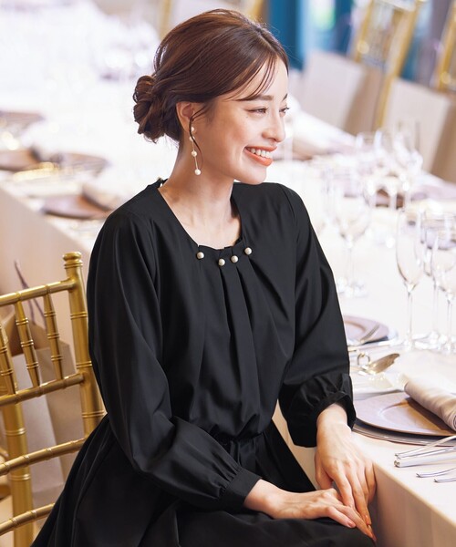 「Tiaclasse」 長袖ワンピース 9号 ブラック レディース_画像3