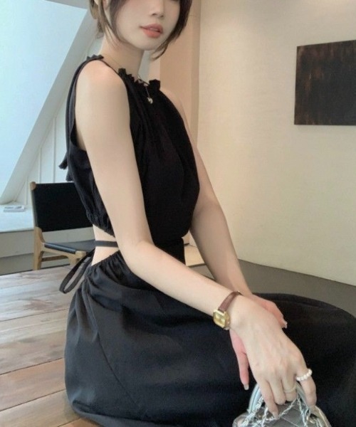 「LADY LIKE」 ノースリーブワンピース M ブラック レディース_画像8