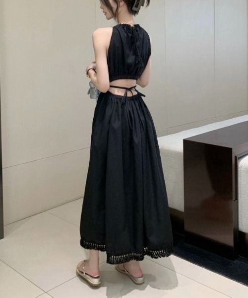 「LADY LIKE」 ノースリーブワンピース M ブラック レディース_画像9