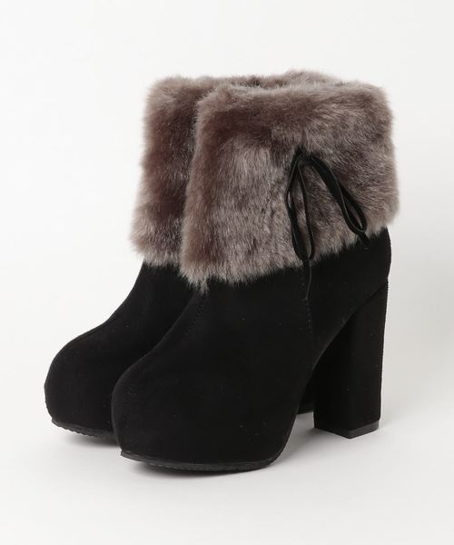 STYLEBLOCK（スタイルブロック） ブーツ ファー付スエードチャンキー