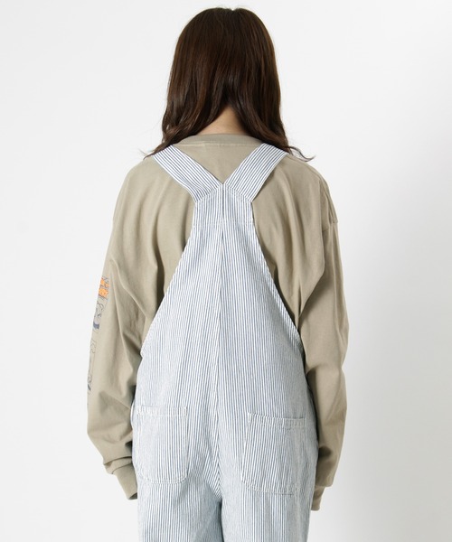 サロペット オーバーオール ワイドシルエット ヒッコリー