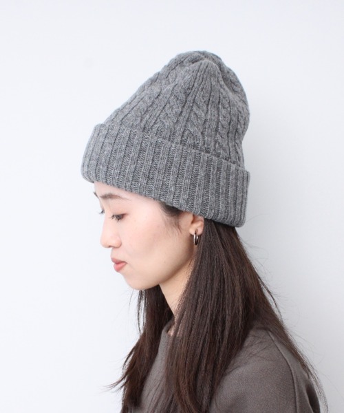 帽子 キャップ メンズ WOOL PAPER DOUBLE KNIT CABLE BEANIE / ウール×和紙ダブルニットケーブルビーニー 「 手洗｜zozo｜07