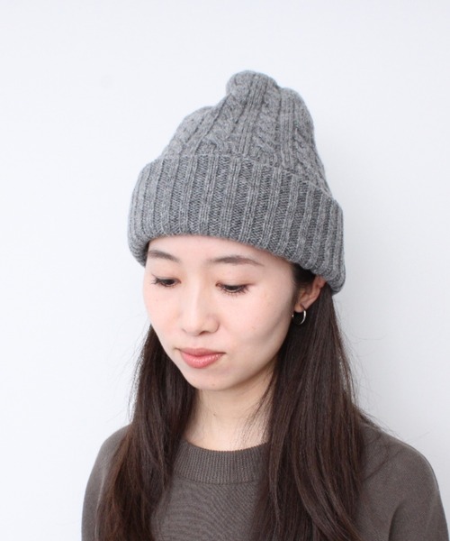 帽子 キャップ メンズ WOOL PAPER DOUBLE KNIT CABLE BEANIE / ウール×和紙ダブルニットケーブルビーニー 「 手洗｜zozo｜06