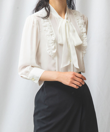 【未使用25300円】ナラカミーチェ♦完売✨シフォンフラワープリントフリル NARACAMICIE（ナラカミーチェ） ブラウス シャツ ジョーゼットボウタイ