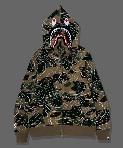 A BATHING APE パーカー LAYERED LINE CAMO SHARK FULL ZIP