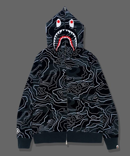 A BATHING APE パーカー LAYERED LINE CAMO SHARK FULL ZIP