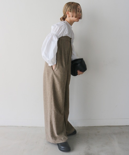 ブラウス シャツ 「サイズ展開あり」ボリュームギャザースリーブ