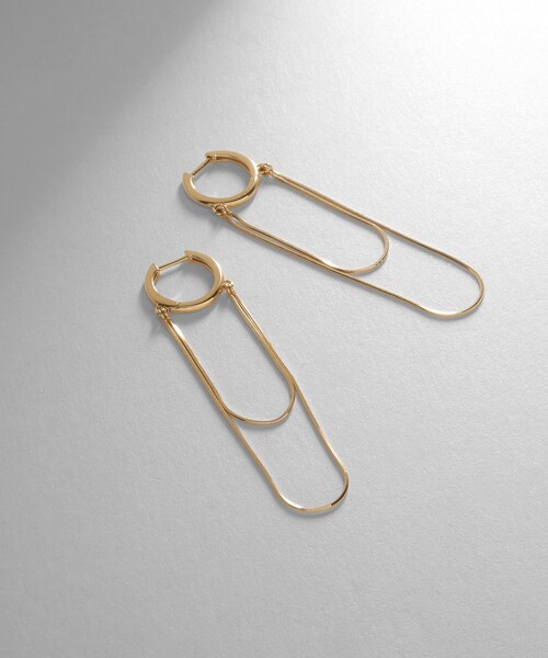 ピアス K10コンパクトドレープ中折れ フープピアス レディースの画像