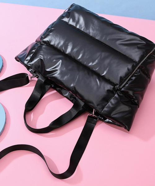 【A4収納可能】3way BAG／black キルティング DAY CLOSET トートバッグ 「A4収納可」2WAYぷっくりキルティング