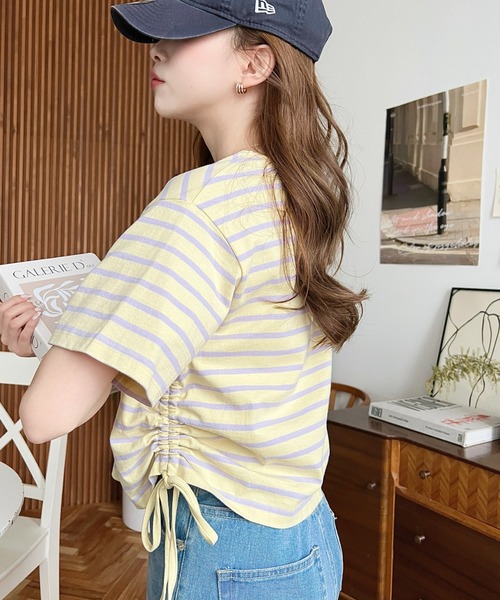 tシャツ ドロストカットトップス 夏服 半袖 レディース AZUL BY MOUSSY tシャツ スクエアネックドロストカットトップス