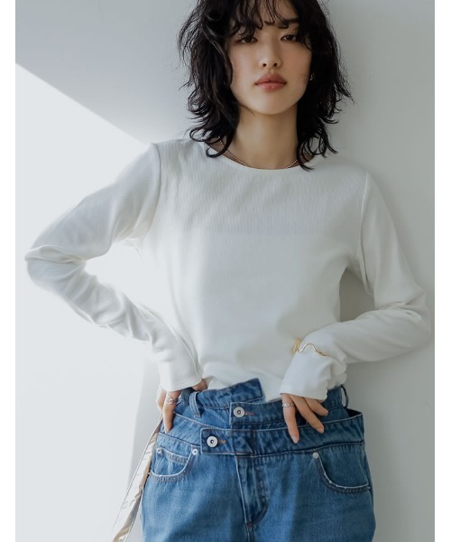 Re:EDIT（リエディ） tシャツ ストレッチリブ前後2WAYリボンデザイン