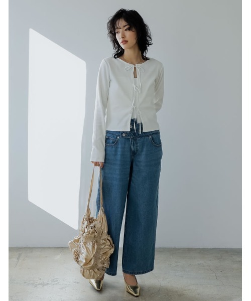 Re:EDIT（リエディ） tシャツ ストレッチリブ前後2WAYリボンデザイン