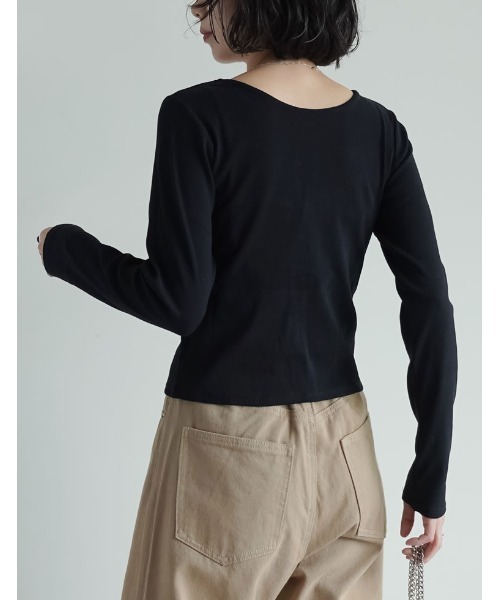 Re:EDIT（リエディ） tシャツ ストレッチリブ前後2WAYリボンデザイン