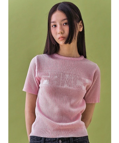 tシャツ A'GEM/9 × .kom 「 FANCY CLUB/ファンシークラブ」 INNOCENCE KNIT TEE/ニットTシャツ レディース