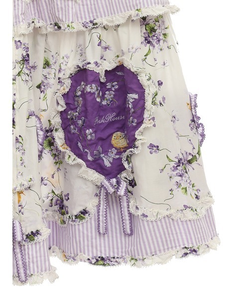 スカート リトルヴァイオレットプリントパッチワークスカート  