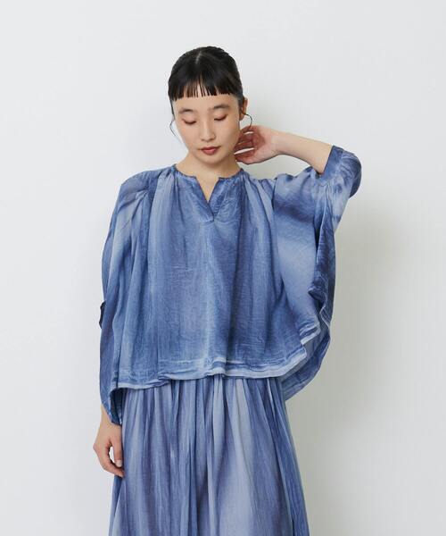 LOISIR シャツ ブラウス インドピグメントダイショートブラウス