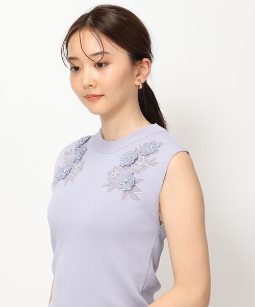 MISCH MASCH ニット セーター 2024春夏新作3Dフラワーモチーフ