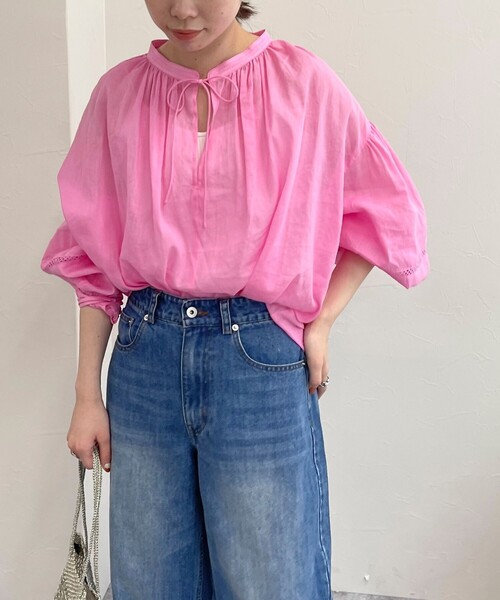 fredy emue ブラウス シャツ リネン混スキッパーボリューム