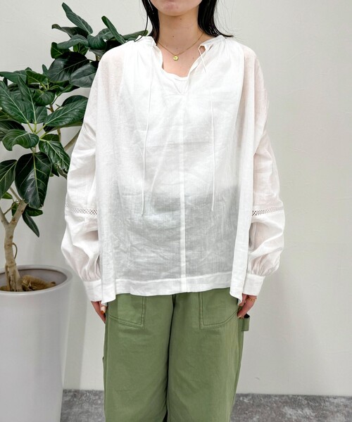 fredy emue ブラウス シャツ リネン混スキッパーボリューム