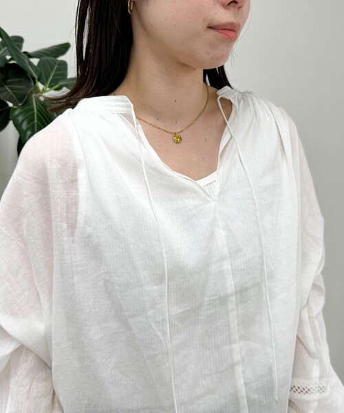 fredy emue ブラウス シャツ リネン混スキッパーボリューム