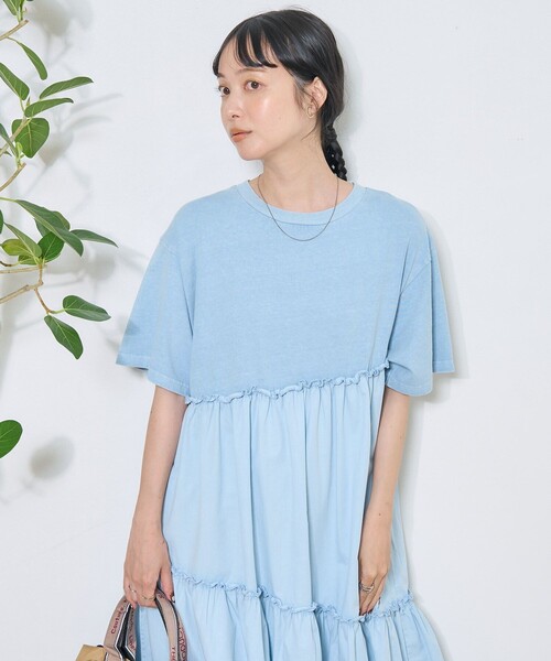 FREAK'S STORE ワンピース 裾フリル ピグメントワンピース/T