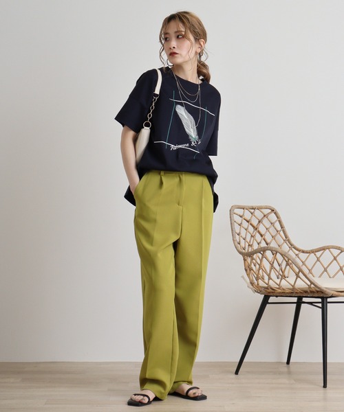 EGLANTINE tシャツ Eglantine フェザープリントTシャツ