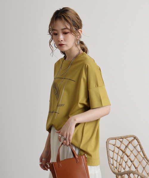 tシャツ Eglantine フェザープリントTシャツ レディース EGLANTINE tシャツ Eglantine フェザープリントTシャツ