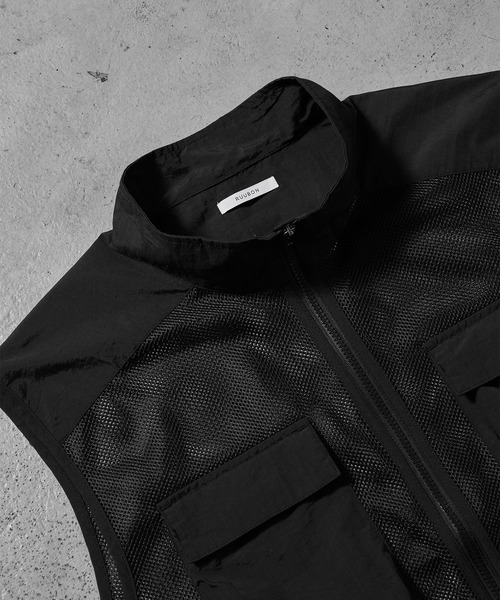 RUUBON ベスト ジレ 「RUUBON」mulch pocket nylon mesh vest