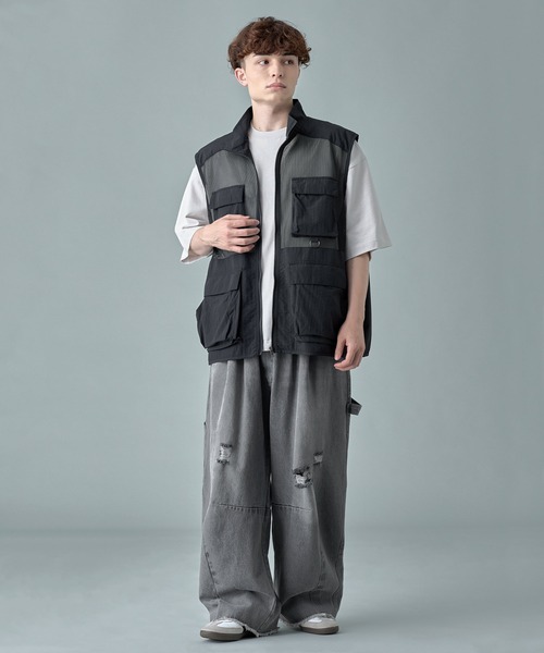 pelleq メッシュベスト RUUBON ベスト ジレ 「RUUBON」mulch pocket nylon mesh vest