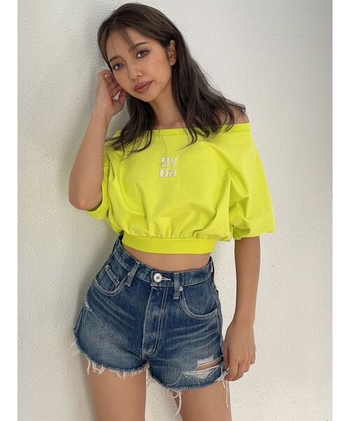 GYDA tシャツ Square gyda エンボス オフショル トップス