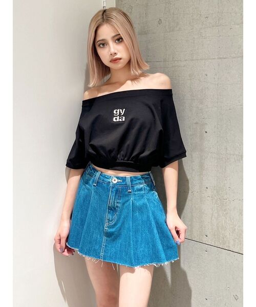 GYDA トップス GYDA tシャツ Square gyda エンボス オフショル トップス