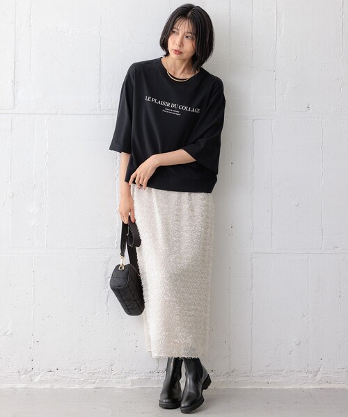 tシャツ 「洗える」ライトコットンテリー ワイドスリーブ ロゴ カットソー レディース 23区｜【洗える】ライトコットンテリー ワイドスリーブ ロゴ