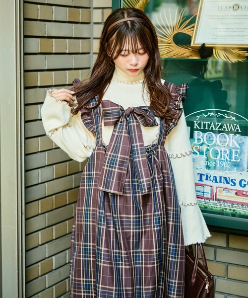 クティールとレトロ２WAYビッグリボンアソートティアードワンピース レッド クティールとレトロ】2WAYビッグリボンアソートティアード
