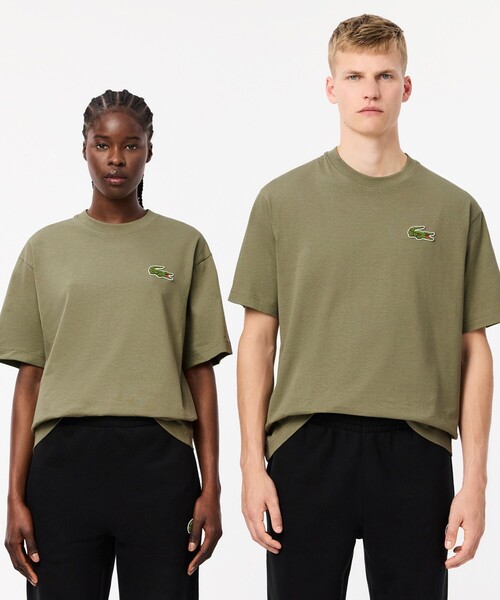 【LACOSTE】シェニール ワニロゴ Tシャツ（メンズ） LACOSTE tシャツ シェニールワニロゴ オーバーサイズ半袖Tシャツ
