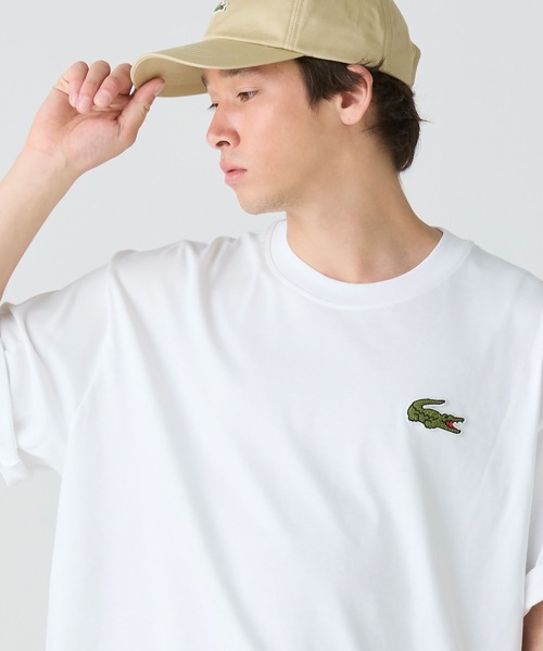 【LACOSTE】シェニール ワニロゴ Tシャツ（メンズ） LACOSTE tシャツ シェニールワニロゴ オーバーサイズ半袖Tシャツ