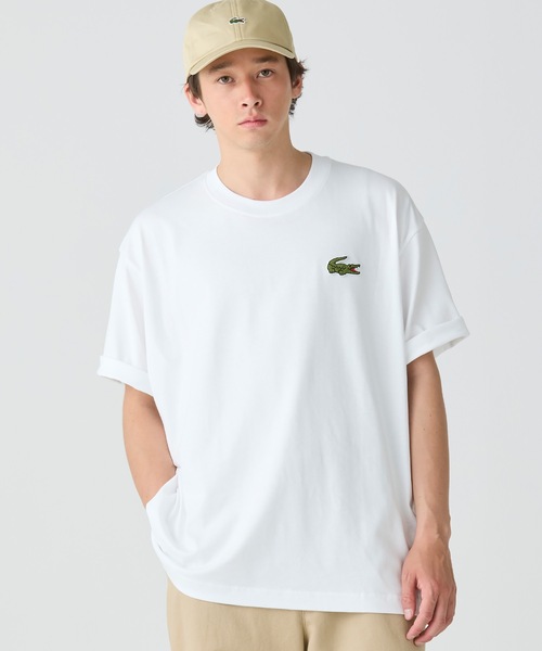 【LACOSTE】シェニール ワニロゴ Tシャツ（メンズ） LACOSTE tシャツ シェニールワニロゴ オーバーサイズ半袖Tシャツ