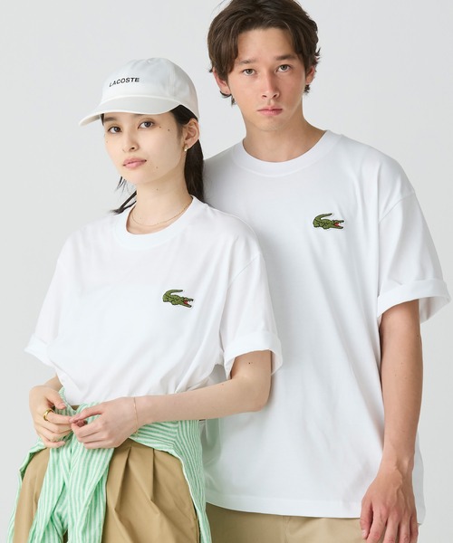 【LACOSTE】シェニール ワニロゴ Tシャツ（メンズ） LACOSTE tシャツ シェニールワニロゴ オーバーサイズ半袖Tシャツ
