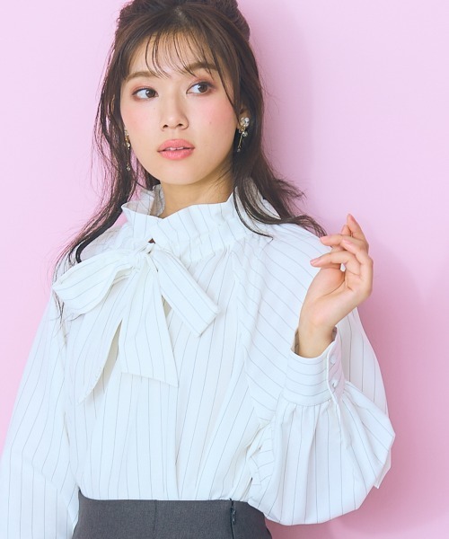 marun（マルン） ブラウス シャツ 「大きいサイズ」 ピンストライプ