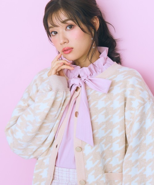 大きいサイズ レディース トップス  ピンストライプリボンタイブラウス marun marun ブラウス シャツ 「大きいサイズ」 ピンストライプ